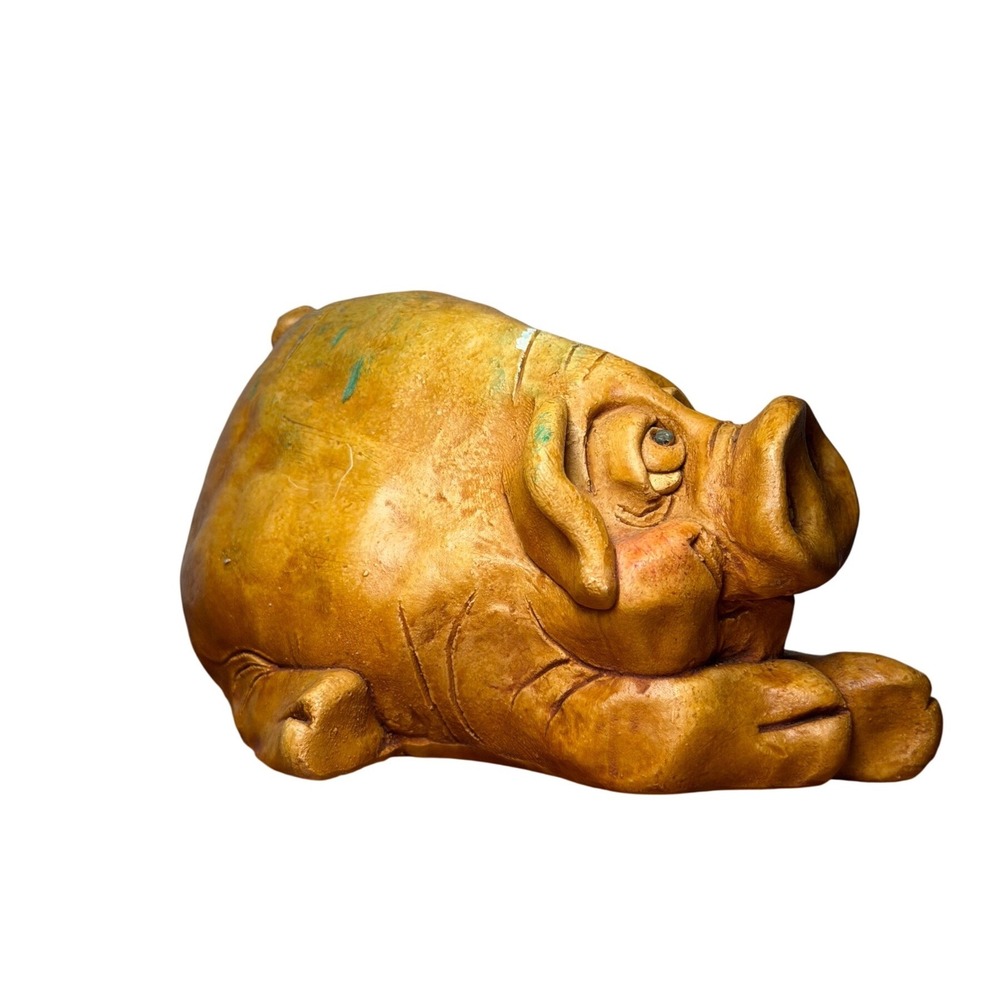 Vintage‎ 1985 Kelly Clay Pig Figurine Hand Sculpted Studio Pottery Whimsical 85